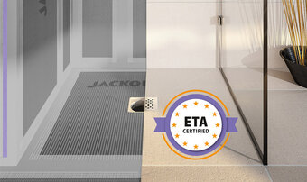 Het JACKOBOARD® waterdichtingssysteem heeft de Europese technische goedkeuring ETA voor een betrouwbare waterdichting in de douchezone