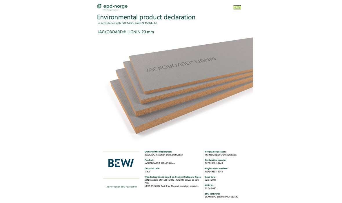 JACKOBOARD® LIGNIN obtient sa déclaration environnementale de produit (EPD)